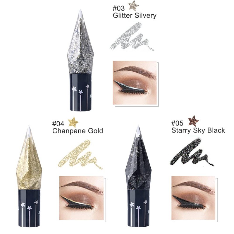 Erinde Glitter Eyeliner, Liquid Glitter Eyeliner Set, Silver Gold Metallic