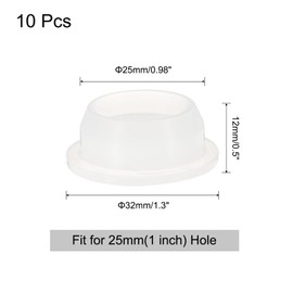 uxcell 10pcs Hole Plugs, Heat Resistant Silicone Flush Type Fastener Hole Cover Plug for 25mm(1 Inch) Hole, Round Snap Locking Tubing Plug Hole for Furniture Cabinet, White