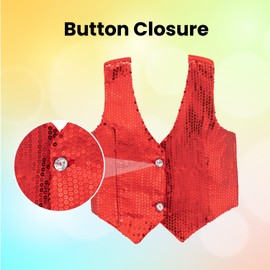 Dress Up America Sequin Vest - Kids Shiny Dance Vest - Sparkly Waistcoat For Kids - Red Party Costume