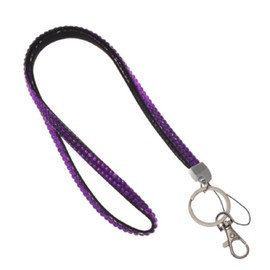 Waizmann.IDeaS 1 x Lanyard Neck Strap Lanyard 10 mm Carabiner Hook ID Car Key Access Cards Rhinestone Bling Rhinestone, Purple 1 Piece