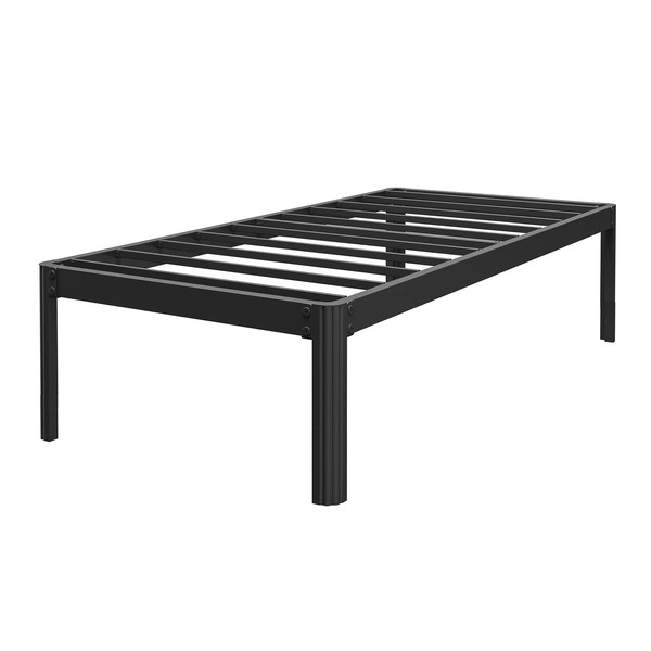 COMASACH 18-Inch Twin Platform-Bed Frame with Round-Corner Leg, No Box Spring Needed, Heavy-Duty Non Slip Metal Bed Frames, Noise Free Mattress Foundation Support to 3000 Lbs, Black