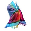 Colorful Elephant Peacock Feather Pashmina Scarf Shawl Wrap (Turquoise Elephant)