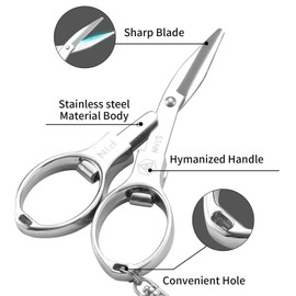 Folding Scissors, 2 PCS Secure Portable Keychain Travel Scissors, Stainless Steel Retractable Knife, Secure Portable Travel Travel Scissors for Home, Office, Fishing