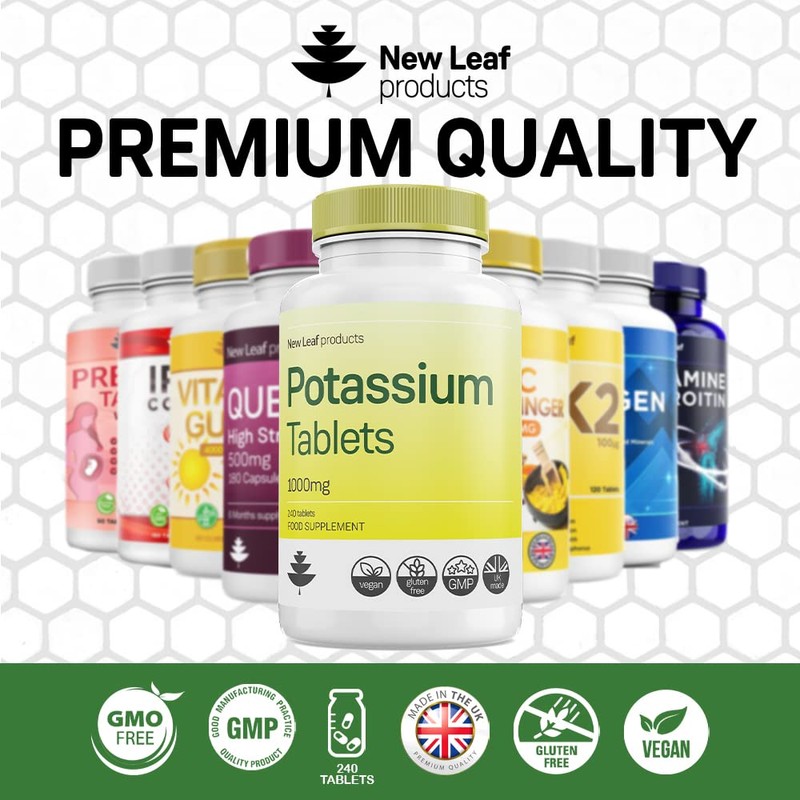 Potassium Supplements 1000mg, 240 Vegan Potassium Tablets Mineral Electrolytes Supplement