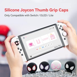 Yocore Cute Switch Thumb Grip Caps,Soft Silicone Thumb Grips,Analog Soft Silicone Joystick Caps Stick Caps for Switch/OLED/Switch Lite,4 Pcs-Spider Sense