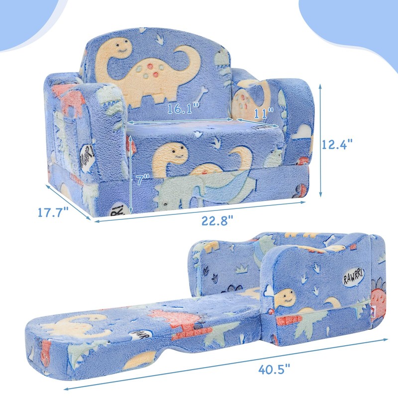 Thick Comfy Toddler Chair and Couch for Kids,2-in-1 Soft Plush