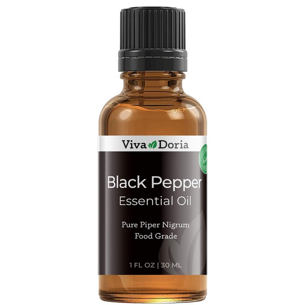 Viva Doria 100% Pure Black Pepper Essential Oil, Undiluted, Food Grade, 30 mL (1 Fluid Ounce