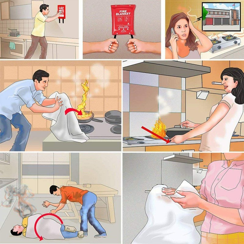 BE-TOOL Fire Blanket, Quick Release Safety Fire Blanket in Case
