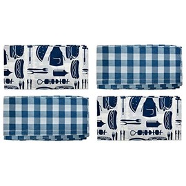 Black Duck Brand Set of 4 Party and Holiday Themed Table Cloths - 54'' x 108'' Table Covers Seasonal Designs (Double Blue Set)
