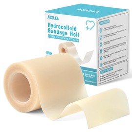 Hydrocolloid Roll Bandages for Wounds, Self-Adhesive Wound Dressing Pads, Waterproof & Absorbent Dressing Patch Tape for Burn, Blister, Pimple, Feet, 2IN×4.9FT