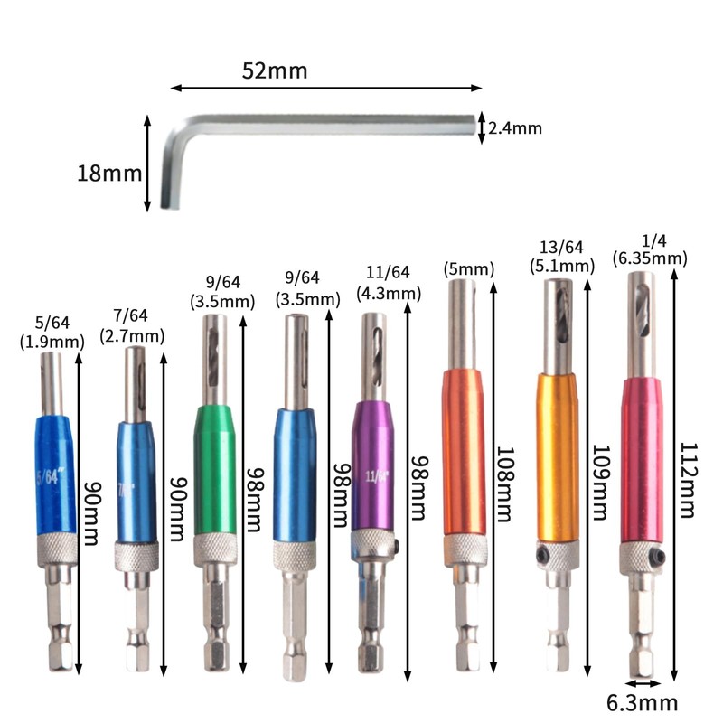 8 Pcs Hinge Drill Bit Set Self Centering Drill Bit