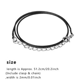 BHAHAI 30 PCS Black Necklace Cord with Lobster Clasp Waxed Necklace String Cord Pendant Bulk Necklace Cords Chain for Bracelet Jewelry Making