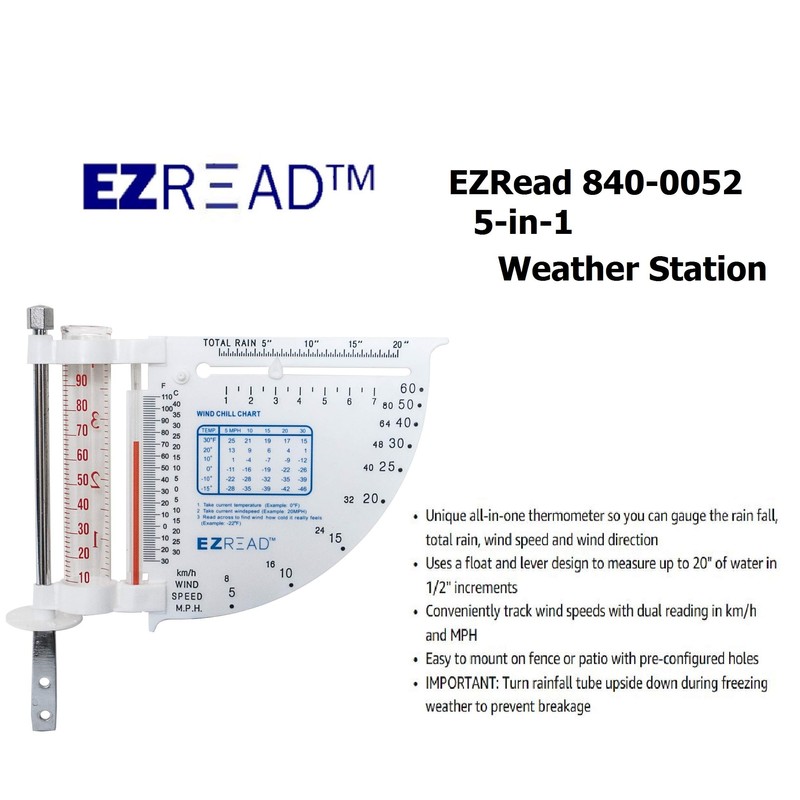 EZRead Headwind Consumer Products 840-0052 5-in-1 Weather Station, White
