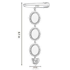Wedding Photo Charms 3 Picture Frames Brooch for Women Bridal Bouquet Photo Pin Gifts for Bride Groom DIY Memorial Photo Brooch with Engraved Pendant for Wedding Bouquet Decoration