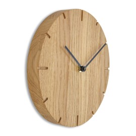 Natuhr Wall Clock Oiled Oak Wood Solid 20 cm Mini Solid Wood Silent U.T.S. Clock Movement (Oiled Oak, Black Hands)