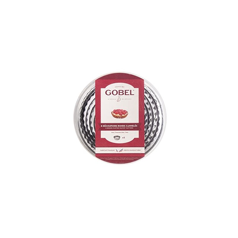 Gobel 880001 Box Round Fluted Designs 8 Pieces Stainless Steel