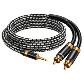 Wekuant Audiophile RCA Cable, [2M/6.5Feet, Silvered-Plated Copper core] 3.5mm Male to 2RCA Male Stereo Audio Adapter Cable with Outer diameters 6.5mm for Smartphones, Tablets, Speakers, HDTV