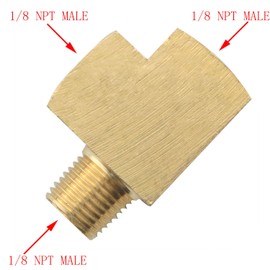 CHENJIN 2PCS Brass Pipe Tee Fitting 1/8" Female and Male Threaded Square Copper NPT Fitting T Outlet Internal and External Threads For Grease Fuel Oil Pressure Gauge Pipe Pipe Fittings
