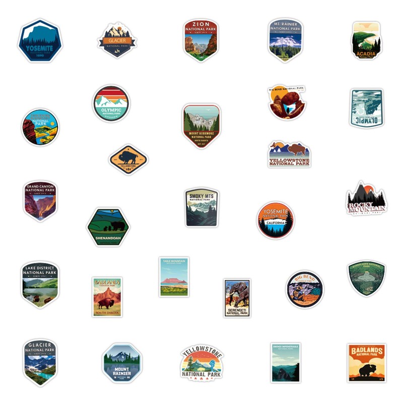 Wow Stickers 100 Pieces National Park Vinyl Stickers Nature Outdoor