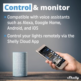 Shelly Plus Wall Dimmer | WiFi & Bluetooth Smart Wall Dimmer Relay | Home Automation| Compatible with Alexa & Google Home | iOS Android App| No Hub Required | Timer Schedule | Dimmable Lights