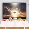 ZARROUEA 7x5ft Jesus Christ Cross Backdrop Opened Holy Bible Book