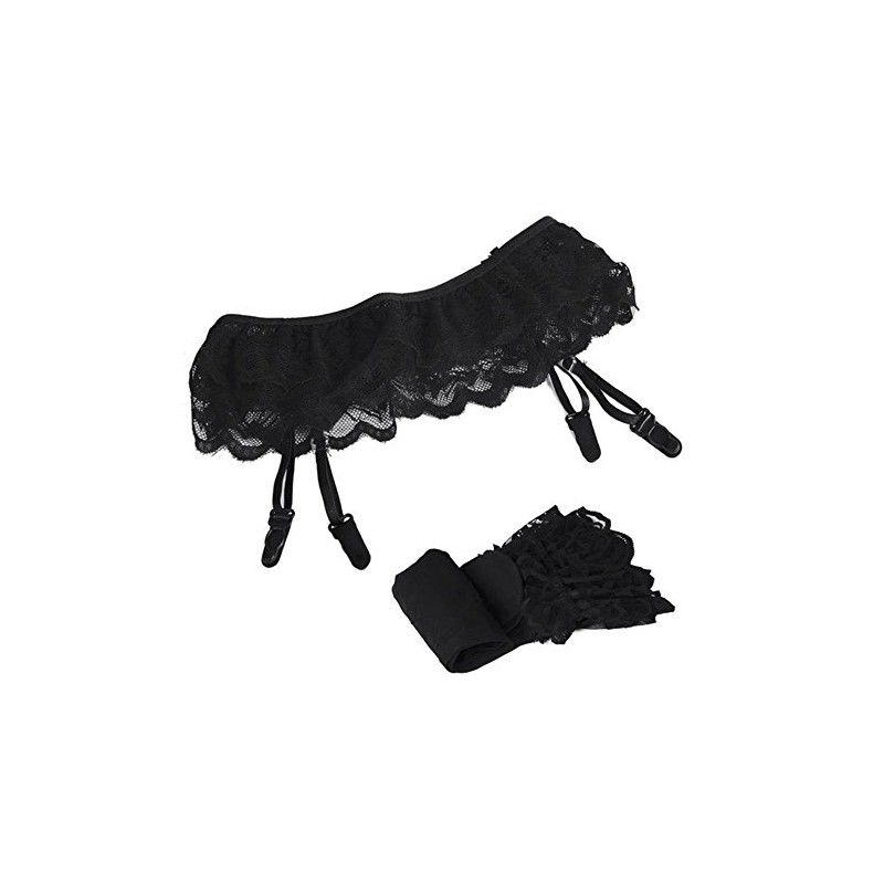 EROSPA® Sexy Suspender Belt and Suspender Stockings Set S/M (Black)