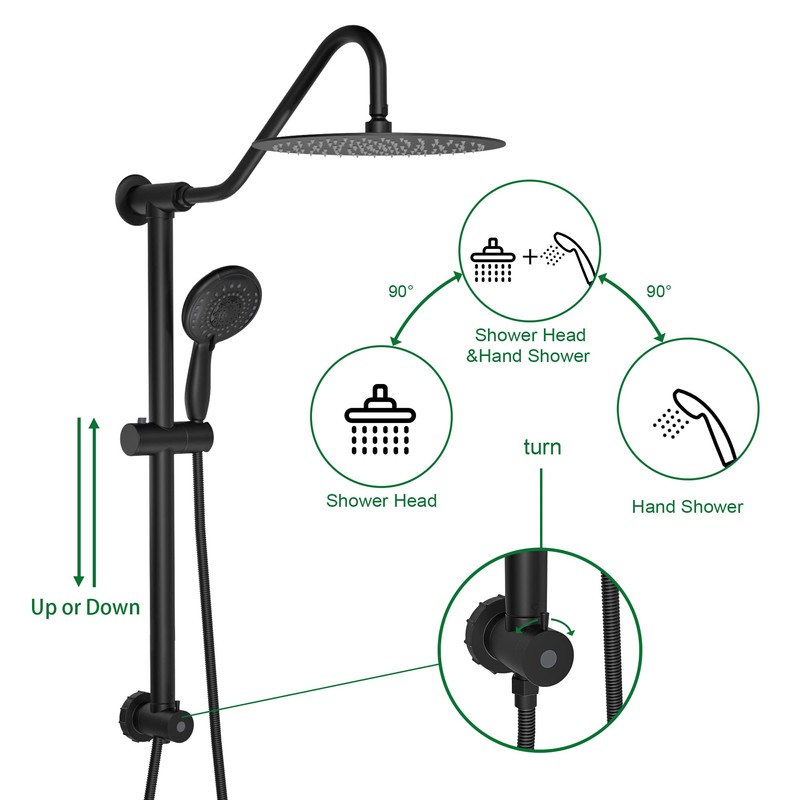 Sarlai Rain Shower Head with Handheld Spray - Dual Shower
