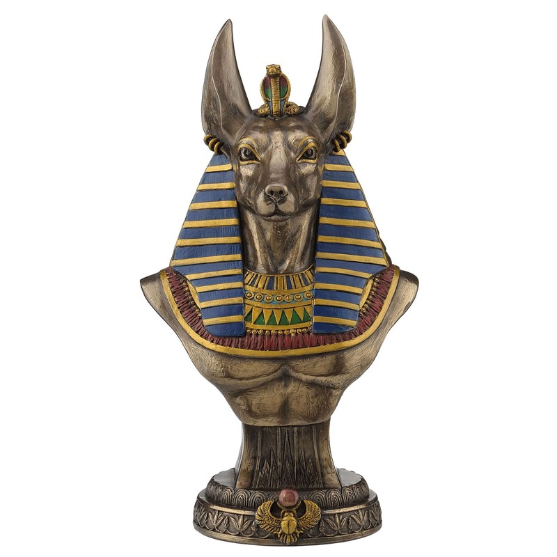 Veronese Ancient Egyptian Jackal God Anubis Bronze Finished Bust Statue