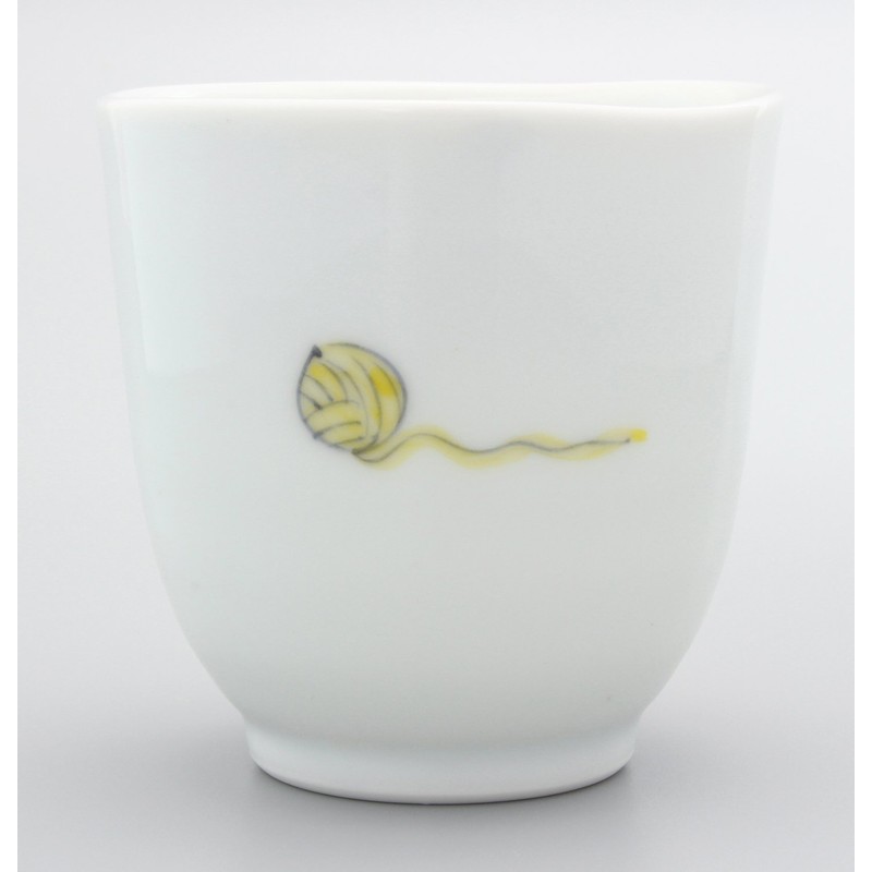 Hasamiyaki Pottery Blue Tricolor Cat Tea Cup (Small), Red 02-364