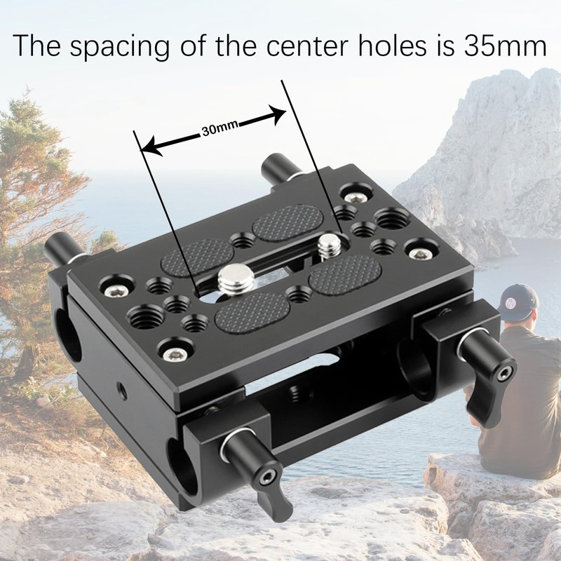 NICEYRIG Tripod Base Plate Mounting Plate with 15mm Rod Clamp