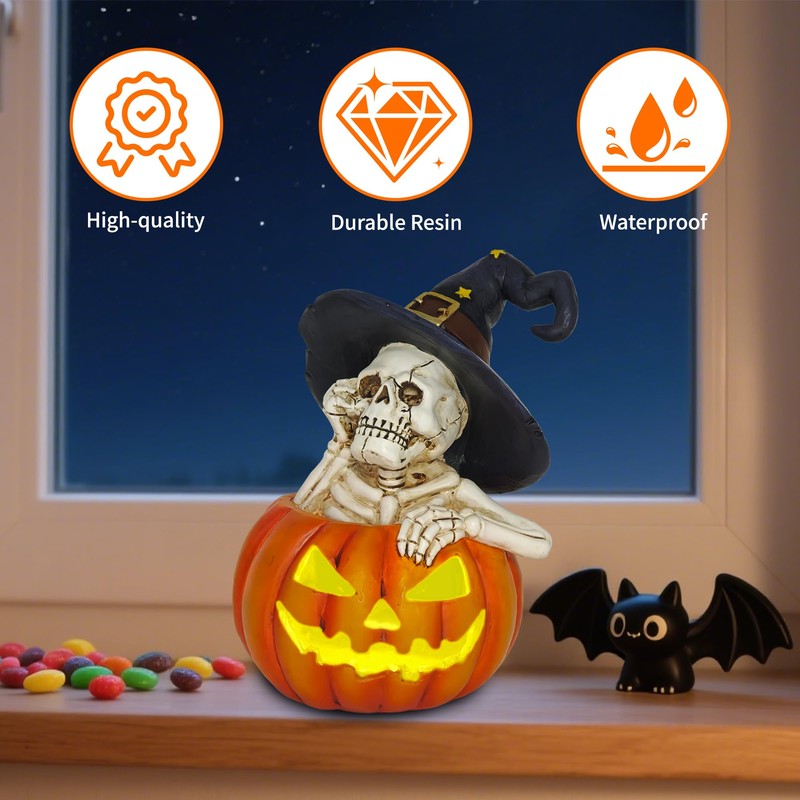 CFFOWNUG Skeleton Halloween Indoor Decoration: 6.1'' Witch Hat Skeleton Ornament