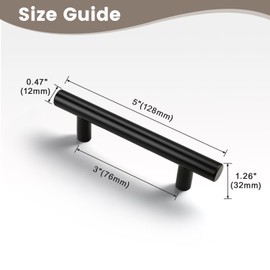 NIZADO 10 Pack 3 Inch Cabinet Pulls,Black Kitchen Cabinet Handles,Bathroom Bedroom Dresser Handles,5" Overall Length