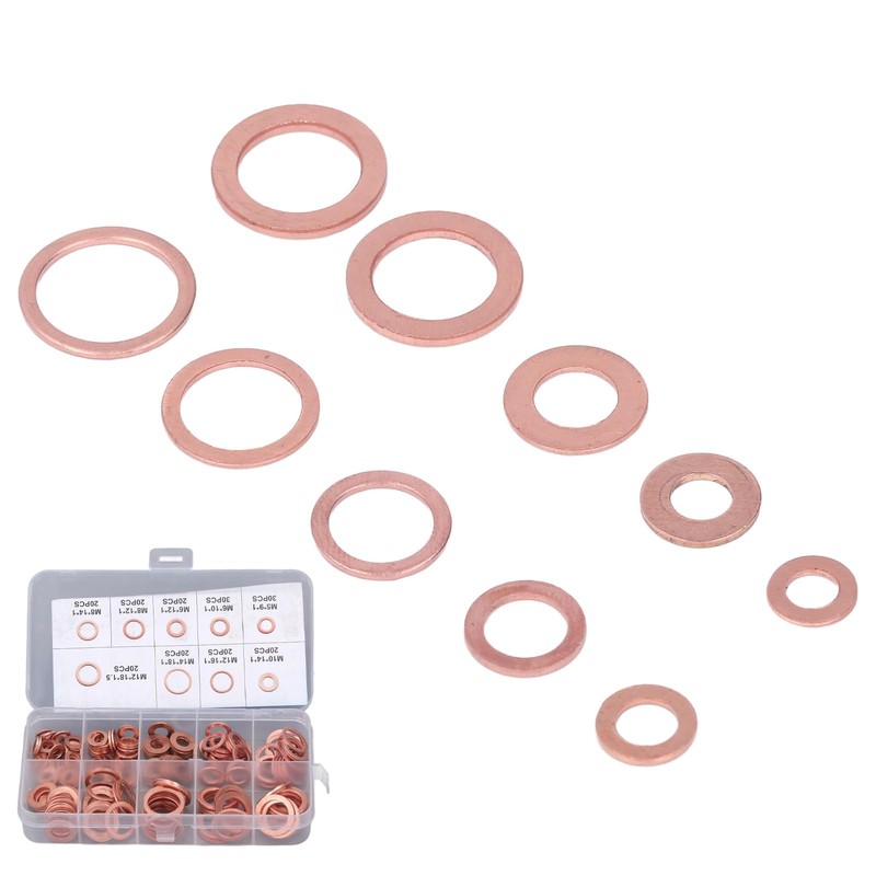200Pcs Oil Drain Plug Gasket Red Copper Heating Processing 9
