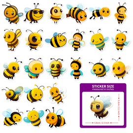 Bee Sticker Set of 50 Cute Decoration for Car Laptop Skateboard Bicycle Moped Motorcycle Bicycle Computer Suitable for Adults Children