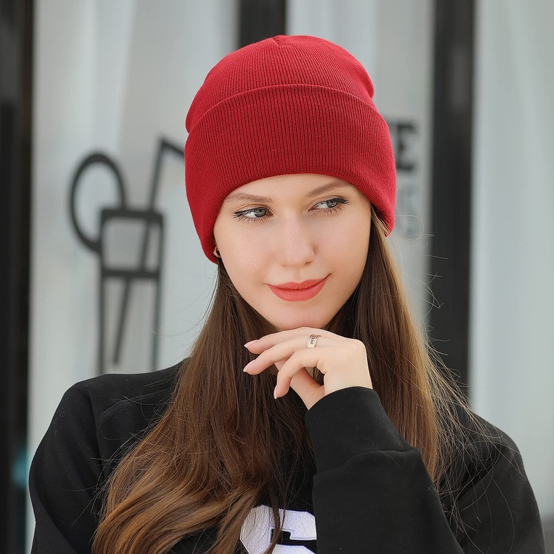 MASADA Women's and Men's Beanie Winter Hat, red