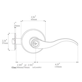 HENYIN Wave Lever Keyed Entry Door Lock/Door Knob Hardware Wave Handle and Closet Lockset(805SN-R)