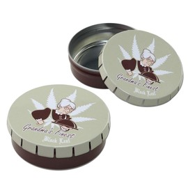 Black Leaf - Click Clack Tin Grandma's Finest 5.5 x 1.7 cm for Storing Small Items | Made of Tinplate | Storage Box with Childproof Closure