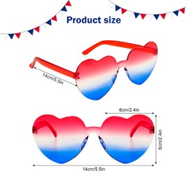 Gvhntk 4 Pack Heart Shaped Sunglasses for Women Men American Flag Sunglasses Heart Sunglasses Retro Cute Sun Glasses (Blue, white, red)