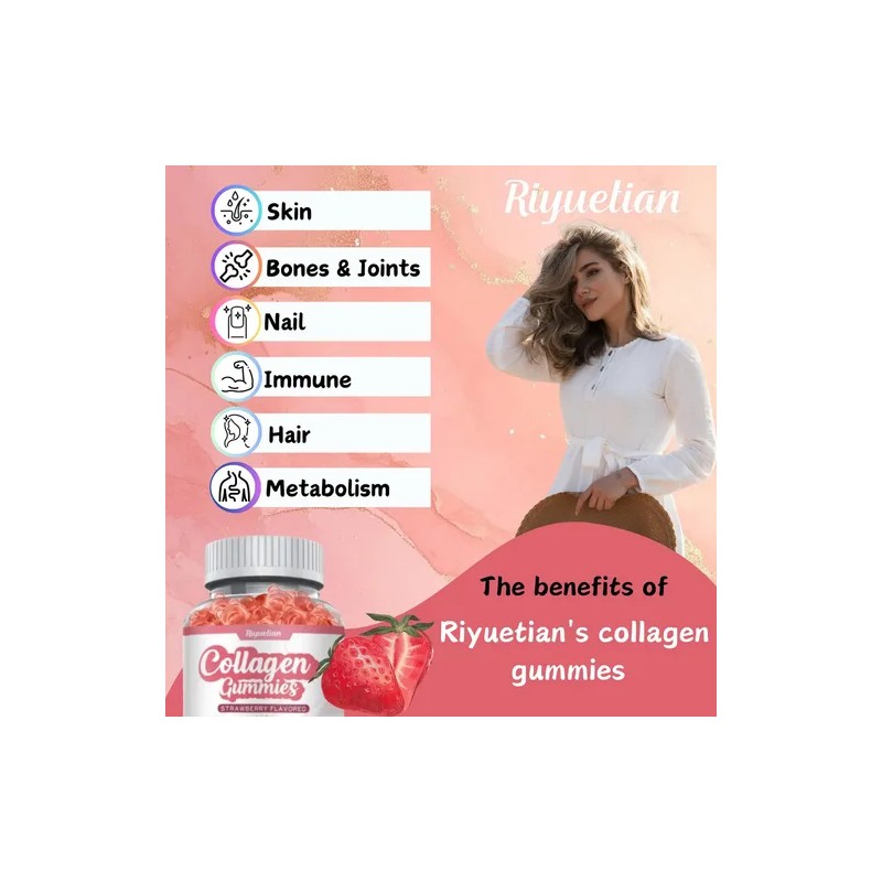 Riyuetian Gomitas Colágeno Vitamina-c Biotina Fresa 60
