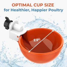 (5 Pack) Lil Clucker Large Automatic Chicken Waterer Cups | Chicken Water Feeder Suitable for Chicks, Duck, Goose, Turkey and Bunny | Poultry Water Feeder Kit (Orange)…