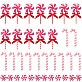 Kunjocy Pack of 36 Christmas Candy Cane Ornaments, Christmas Tree Candy Decorations Acrylic Candy Decor Christmas Tree Hanging Ornaments for DIY Home Decoration Holiday Christmas (Red)