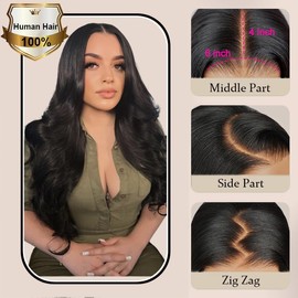 HOT STAR 210% Density Glueless Wigs Human Hair Pre Plucked Pre Cut 6x4 HD Lace Closure Wigs Ready to Go Body Wave Lace Closure Wigs 100% Human Hair 24 Inch