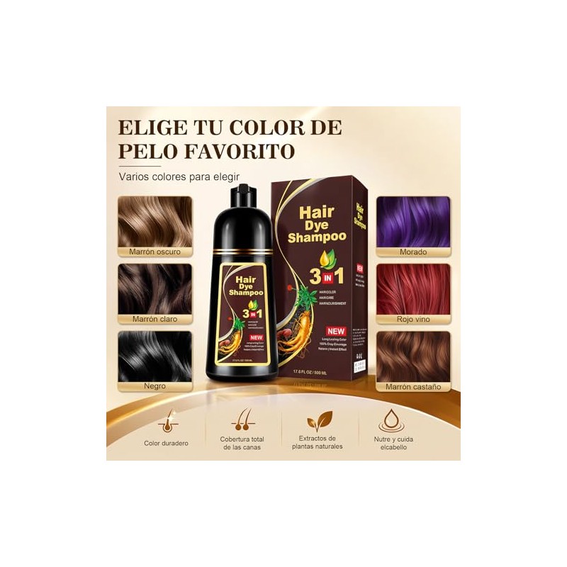 Champú Instant Hair Color Cabello Dye Shampoo Tinte Instantáneo Adecuado