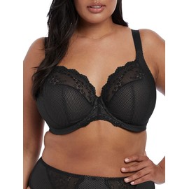 Elomi Women's Charley Stretch Lace Underwire Plunge Bra, Black, 46DD