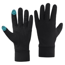 Running Gloves for Men Warm Liner Thermal Gloves Anti-slip Touch Screen Glove for Women Sport Walking Riding Driving Cycling (Black, L)