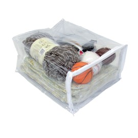 Oreh Homewares Heavy Duty Vinyl Zippered Closet Square Storage Bags (Clear) for Sweaters, Blankets, Arts & Crafts, Toys and Much More! (9" x 11" x 5") 2.1 Gallon 4-Pack