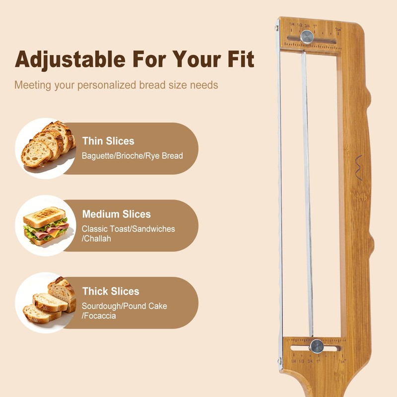 CJZMBSTY Adjustable Bread Slicer, Thickened Blade & Storage Bag for