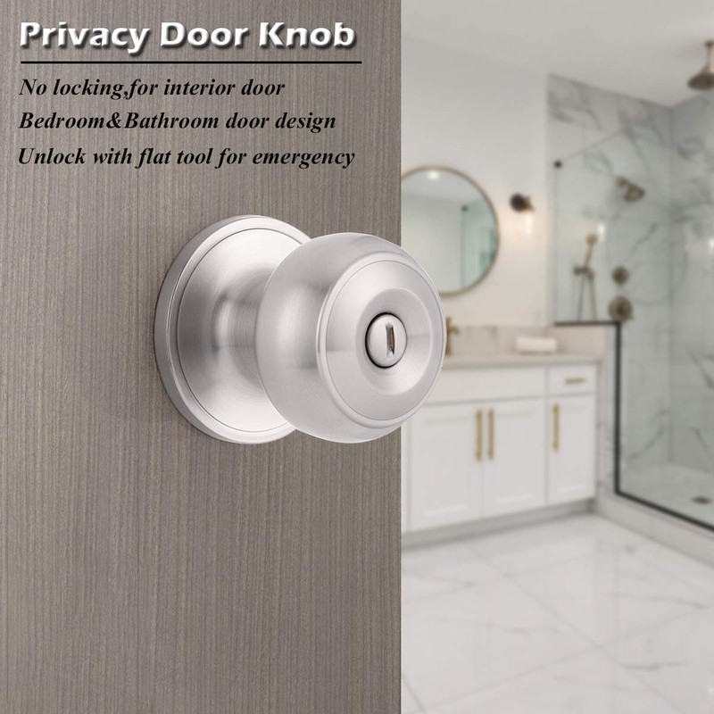 Gobrico Brushed Nickel Round Door Knobs for Bedroom Bathroom,Stainless Steel