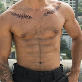 WEEKINK Olive Branch Temporary Tattoo Set – Realistic & Elegant Leaf Semi-Permanent Tattoos for Arm Sleeve, Collarbone & Body, Set of 2 Sheets