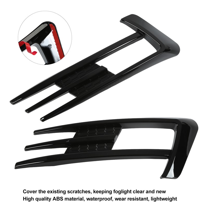 Glossy Black Front Fog Lamp Eyebrow Eyelid Cover Trim Replacement